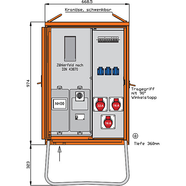 WALTHER-WERKE Anschlussverteilerschrank 22kVA m.Zählerplatz WAV0100R1